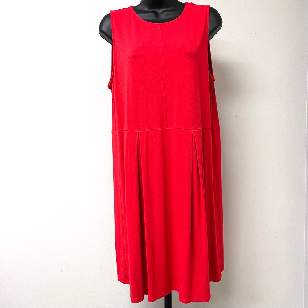 J. Jill Wherever Collection Red Sleeveless Pleated Dress - Sz MP - Picture 8 of 8
